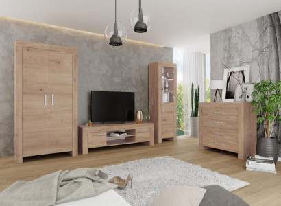Living room Wall unit Set Group Suite Display case Chest of drawers 4pcs. Wood Furniture Shelf
